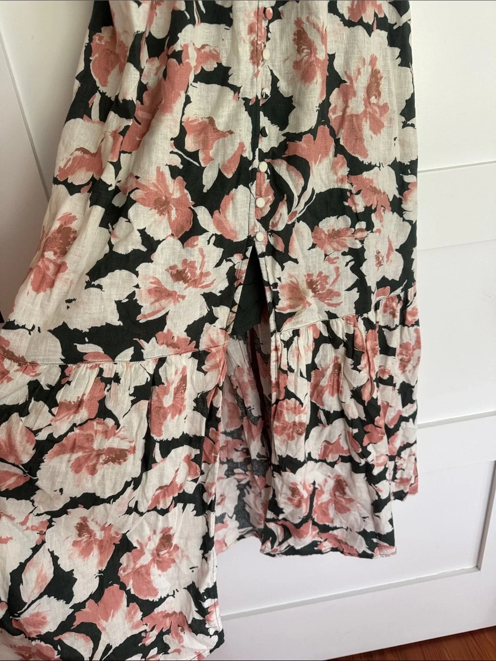 Abercrombie and Fitch Floral Spaghetti-Strap Maxi Dress in Blush and Black